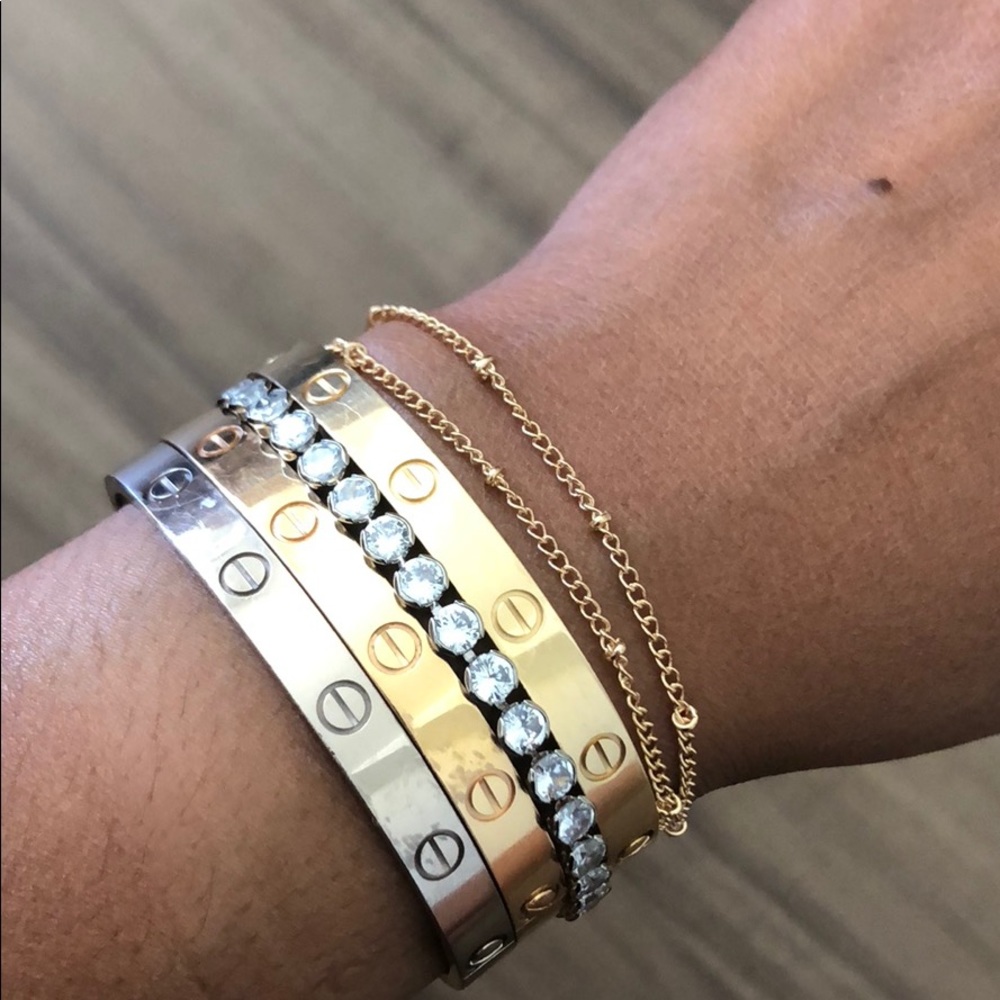 Gold Plated Double Layered Chain Bracelet...